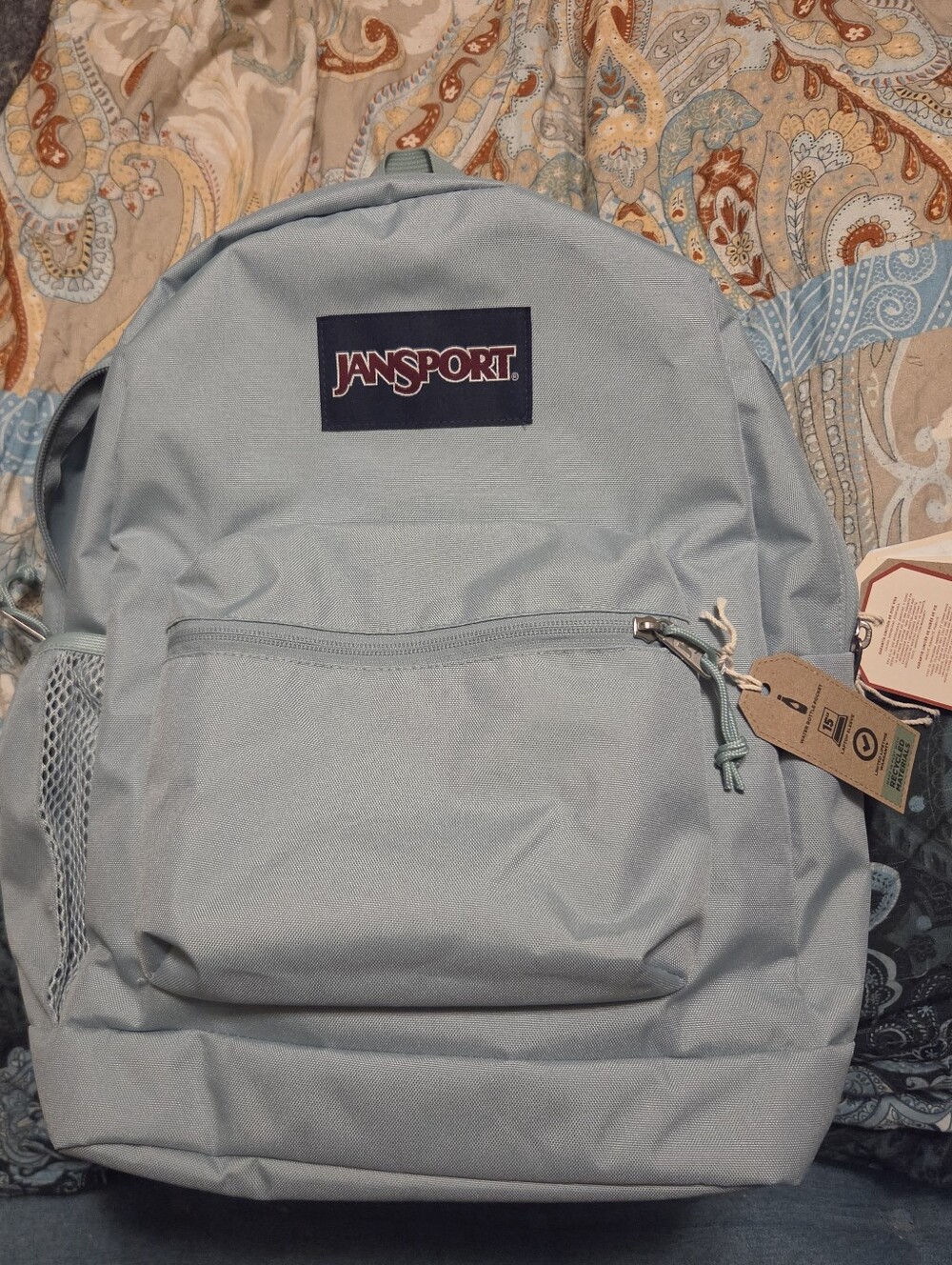 Jansport Cross Town laptop school backpack Faded Sage light green NWT